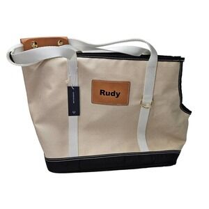 NEW Boulevard Fido Dog Carrier Tote 'Rudy' Ivory Black NWT